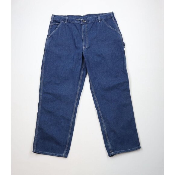 Vintage Y2K Carhartt Mens 42x30 Faded Loose Fit Wide Leg Dungaree Denim Jeans